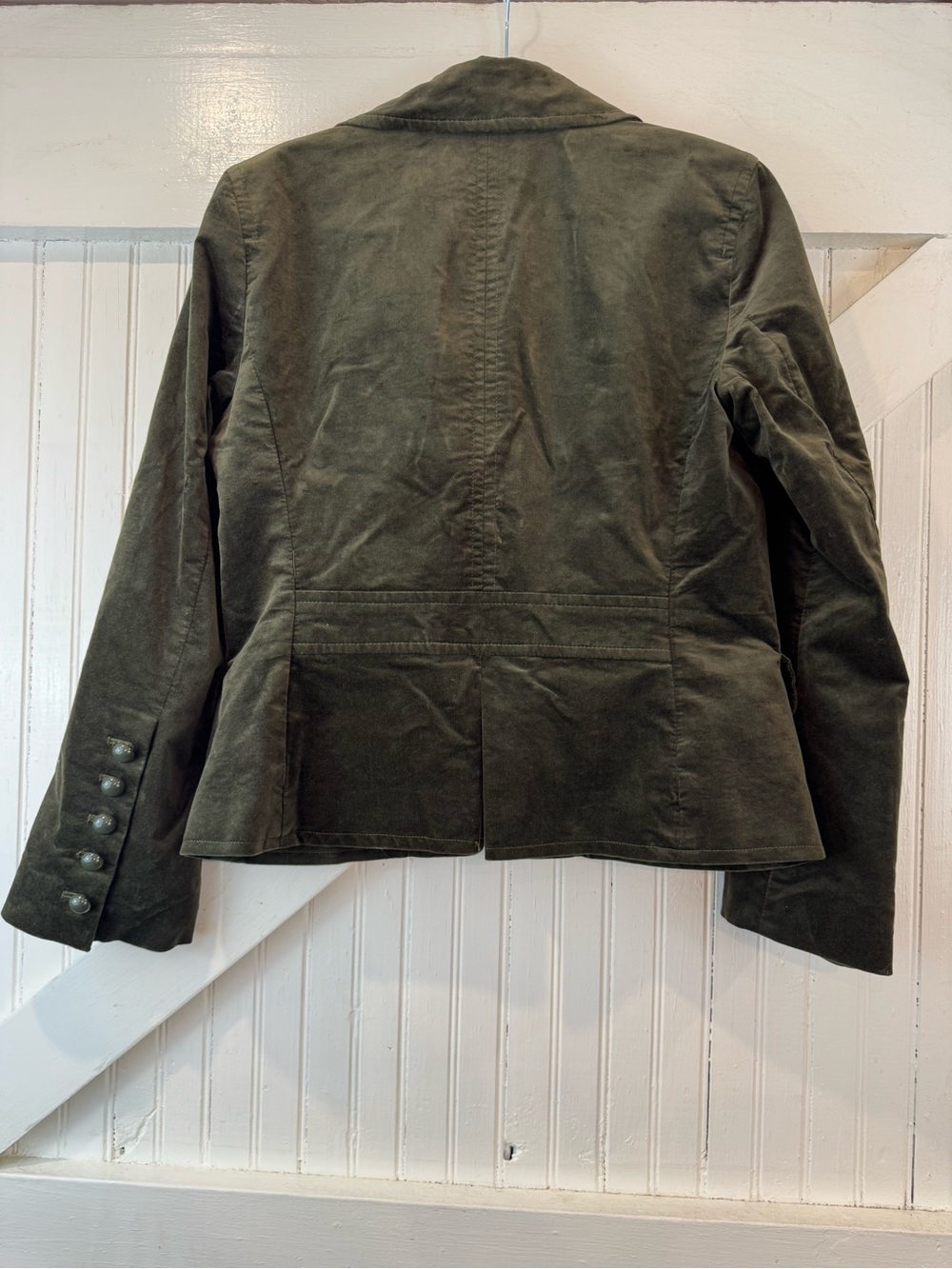 Talbots Olive Green Velvet Double Breasted Blazer Jacket Military Quiet Luxury - Picture 3 of 11